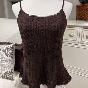 Ralph Lauren Blue Label Brown 100% Merino Wool Knit Spaghetti Strap Top